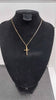 9K GOLD CABLE CHAIN CROSS NECKLACE, 18" INCHES, 2.7 GRAMS