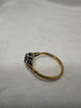 9ct Yellow Gold Band Blue and Clear Gem Ring - Size Q
