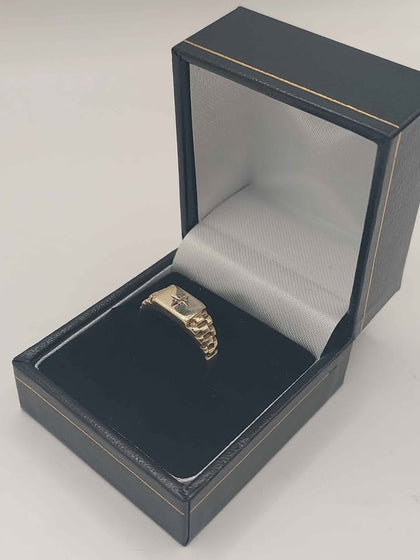 (9ct Hallmarked&Tested), Gold Ring With Star Symbol, Weight: 2.75G, Size:Q