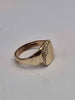 9ct Yellow Gold Mens Flat Signet Ring With Pattern - Size S - 4.64 Grams