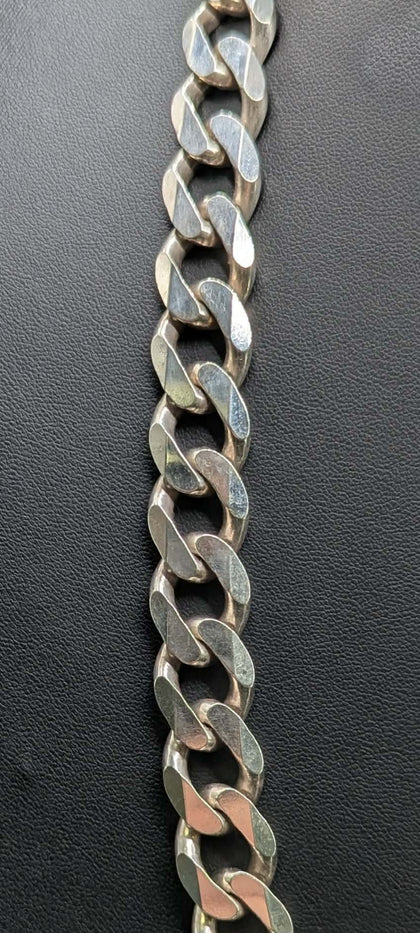 925 HALLMARKED SILVER, HEAVY CURBED CHAIN W/LOBSTER LOCK, 24