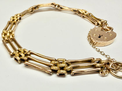 9ct gold gate bracelet with safety chain
