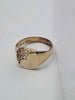 9ct Yellow Gold Mens Flat Signet Ring With Pattern - Size S - 4.64 Grams
