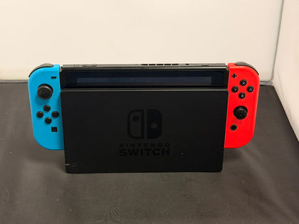 nintendo switch console red and blue joycons