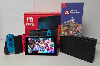 Nintendo Switch Neon Red/Blue & 2 Games (1 Unboxed)