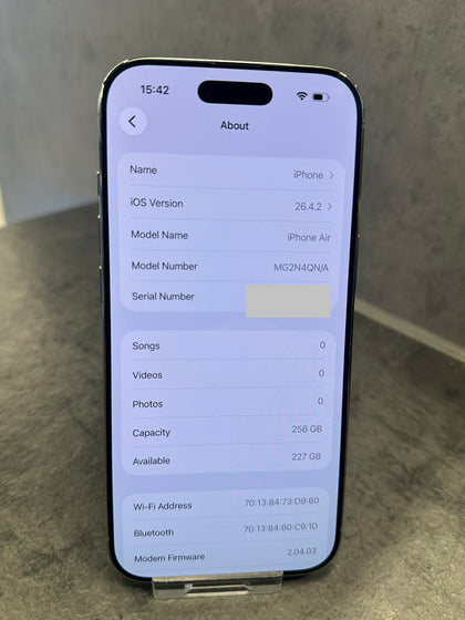 Apple iPhone 17 Air 256GB cloud white BH 100% Apple Warranty 30/03/27