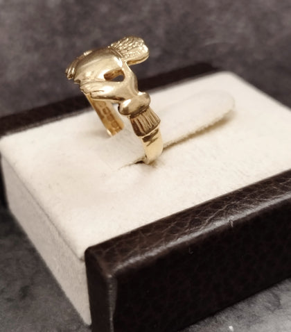 9ct Yellow Gold Irish Stamped Claddagh ring -  Size N