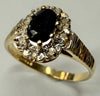 9ct gold ring with black stone and diamond size N 1/2