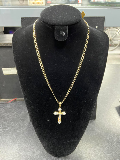 9ct Gold Necklace and Cross 17.33g