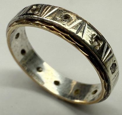 9ct yellow & white gold ring size J