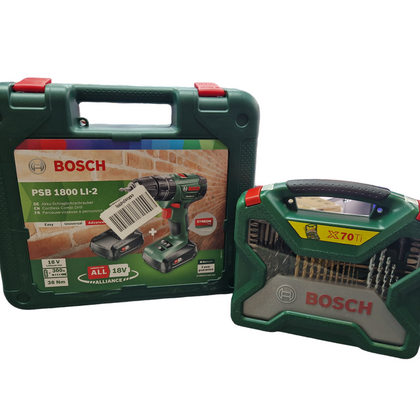 Bosch Home & Garden Psb 1800 Li-2 Cordless Multi-purpose Drill 2 X 18v batteries plus drill bit set.