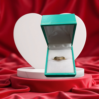 9ct Gold Wish Bone Style Ring Size-M