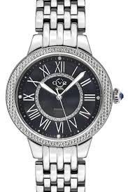 Astor II GV2 Black Dial Stainless Steel Swiss Quartz Diamond Watch