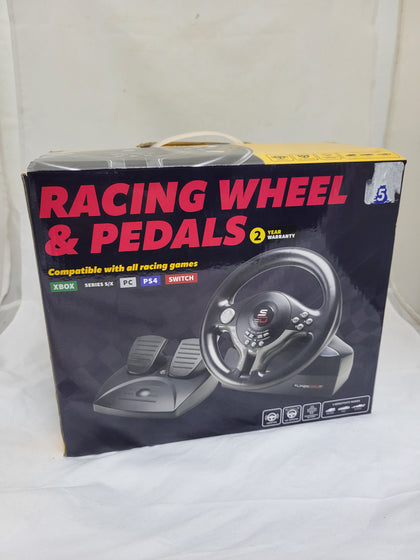 SuperDrive Racing Wheel & Pedals, Compatible with All Racing Games - XBOX,SERIES S & X, PC, PS4 & SWITCH - With Original Box