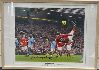 Manchester United vs Manchester City ‘Wayne Rooney’s Overhead Goal’ Memorabilia Signed *COLLECTION ONLY*