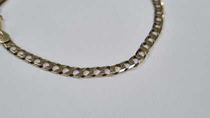 9ct gold square link curb bracelet 7.8