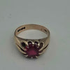 Vintage 9ct Yellow Gold Ruby Signet Ring - Size M - 5.12 Grams