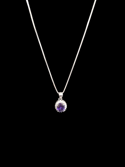 NEW OTHER SILVER CHAIN WITH PURPLE STONE CZ ,925, WEIGHT 4.21 , LENGHT 24