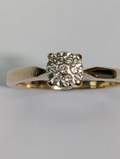 9ct Gold Square Set Diamond Ring