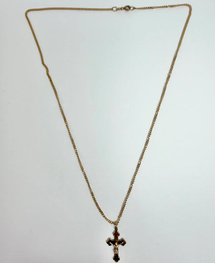 9ct yellow gold cross with chain 18.5