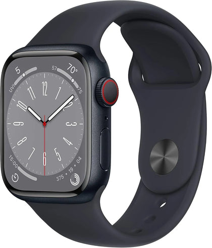 Apple Watch Series 8 (GPS + Cellular, 41MM) Midnight Aluminium Case with Midnight Sport Band ()