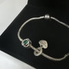 Pandora Bracelet with 2 Charms, Daughter Charm & Green Stone Charm, 25.50Grams, Hallmarked 925 ALE, Size: Approx. 8"