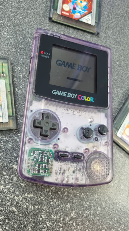 GAMEBOY COLOR CLEAR PURPLE WITH 3 GAMES PRESTON