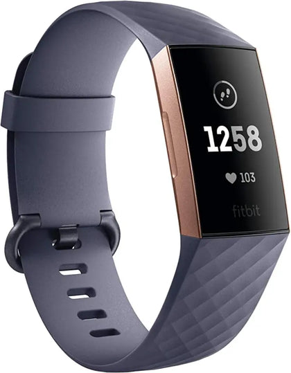 Fitbit Charge 3 Activity Fitness Trackers Rose Gold FB409 with metal strap