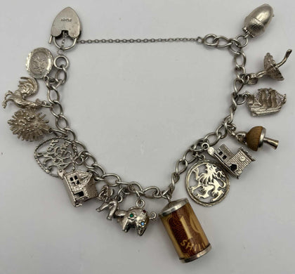 925 silver CHARM BRACELET with box 44.82g