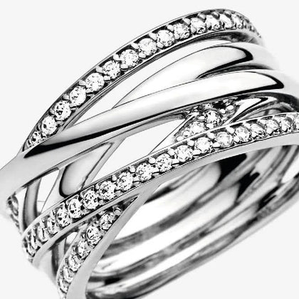 Pandora Braided Crystal Ring - Size-O-P