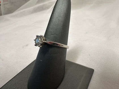 9ct White Gold Dimond Ring - Size Q/R