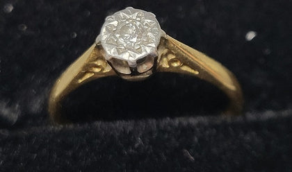 18CT - Yellow Gold Ring With Platinum Mount - 2.13g - J