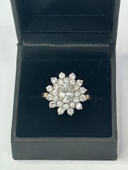 9ct large Flower Style Ring Size S