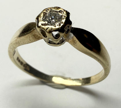 9ct gold solitaire diamond ring size L