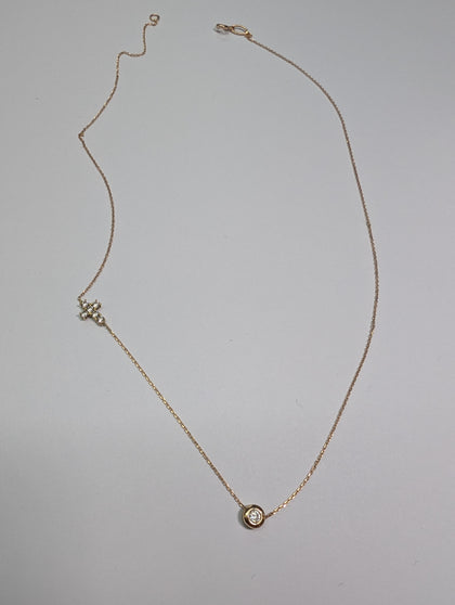14ct Gold Necklace With Pendant And Side Charm