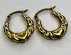 9ct Gold Heart Patterned Hoop Earrings