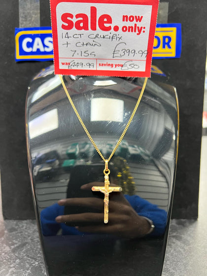 14ct Crucifix and Gold Chain 7.15g 20