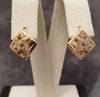 14ct Yellow Gold & Clear Stones Diamond Shaped Earrings