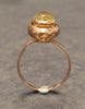 14ct Yellow Gold Ring wit Bezel Set Light Green Sone - Size N