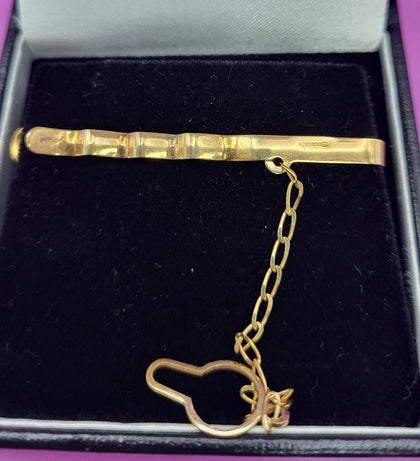 9ct Yellow Gold Tie Pin with Diamond Cut Pattern - 3G - 2