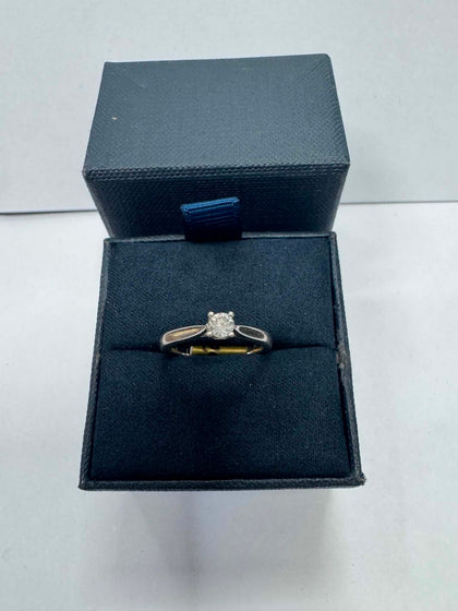 1.6g 9ct White Gold Solitaire Ring - Size L - **Hallmarked**