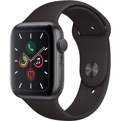 Apple Watch Series 5 44mm (GPS) - Space Grey Aluminium Case With Black Sport Ban.