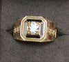 14ct Yellow & White Gold Solitaire Gents Ring - Size S1/2