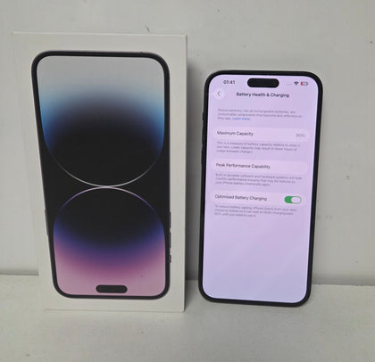 Apple iPhone 14 Pro Max 128gb -90 & battery Health Space Gray unlocked boxed