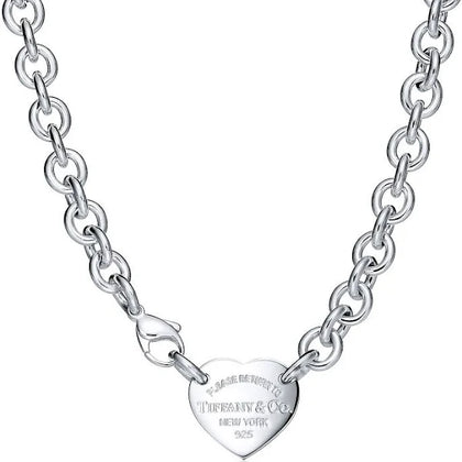 Return To Tiffany Heart Tag Chain Link Choker in Silver