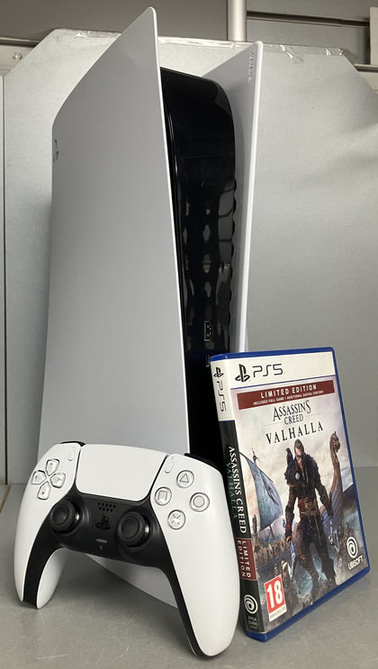 Sony Original Playstation 5 Disc Edition White Console Bundle ( + Assassin's Creed Valhalla ) ** Unboxed **