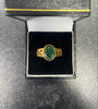 22ct Gold Green Stone Ring (Size T), 8.6g