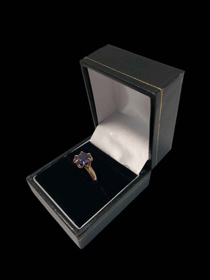 9ct Rose Gold Ring With Purple Stone - Size N - 3.20 Grams