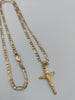 9K Gold Figaro Chain with Cross Pendant - Total Weight: 7.2G of 9K Gold - 375 Hallmarked and Stamped - 20" Length - Box Included