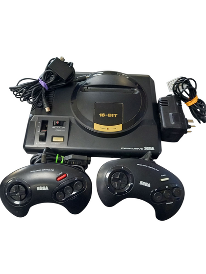 Sega Megadrive Retro Console + 2x Black Original Black Controller